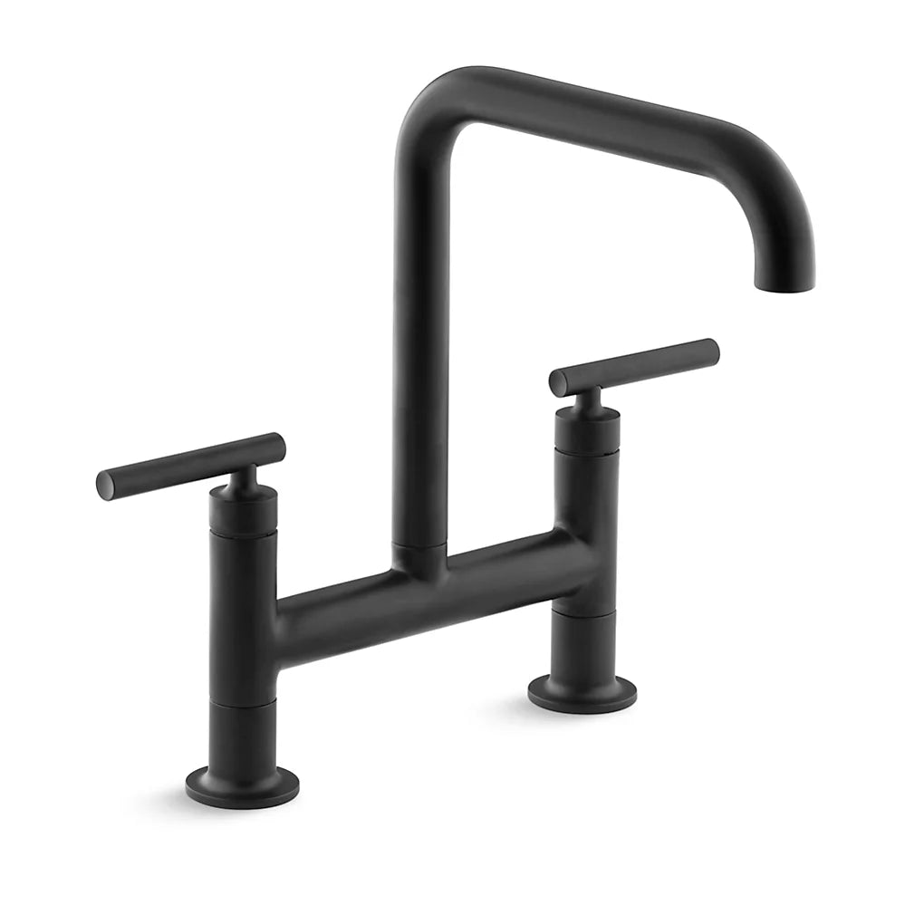Kohler Purist Two-hole bridge kitchen sink faucet K-7547-4-BL - Plumbing Market