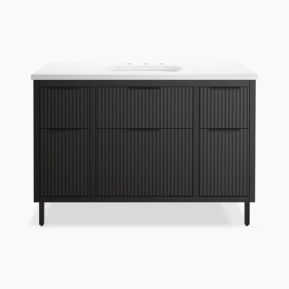 Kohler Spacity 48" wall-hung bathroom vanity cabinet with sink and quartz top K-32172-ASB-DKS - Plumbing Market
