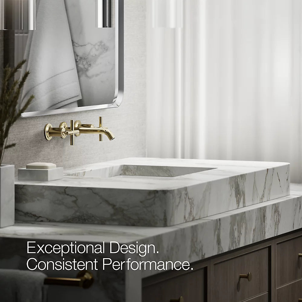 Kohler Purist Wall-mount bathroom sink faucet trim with Cross handles, 1.2 gpm K-T14413-3-AF - Plumbing Market