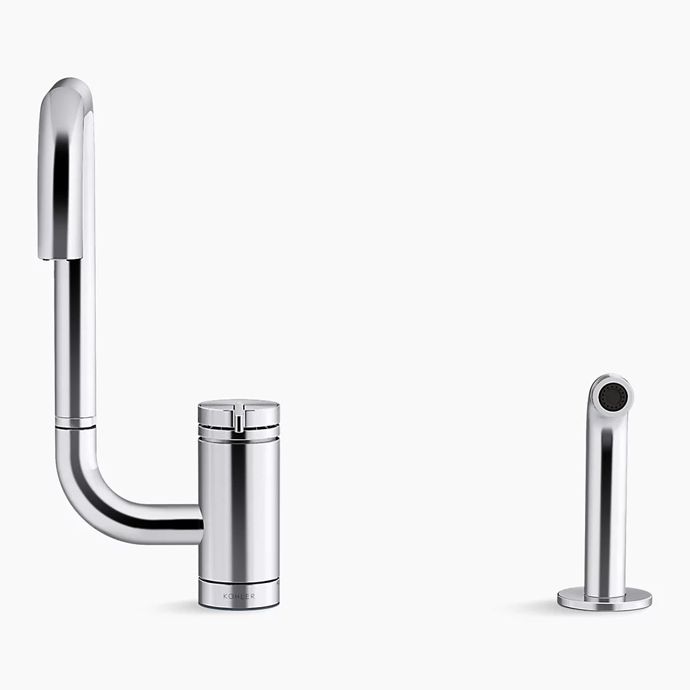 Kohler Components Single-handle kitchen sink faucet with two-function extended-reach spout and side sprayer K-28274-2MB - Plumbing Market