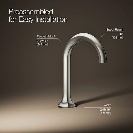 Kohler Occasion Bathroom sink faucet spout with Cane design, 0.5 gpm K-27008-N-SN - Plumbing Market