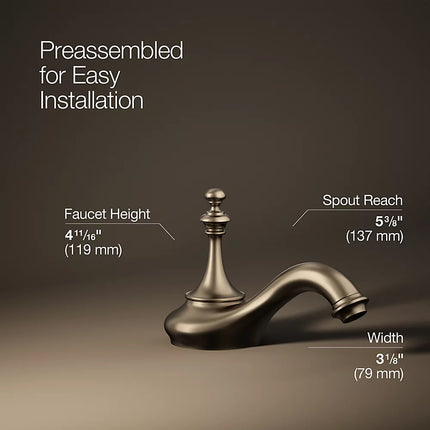 Kohler Artifacts with Tea design Bathroom sink faucet spout with Tea design, 1.2 gpm K-72758-BV - Plumbing Market