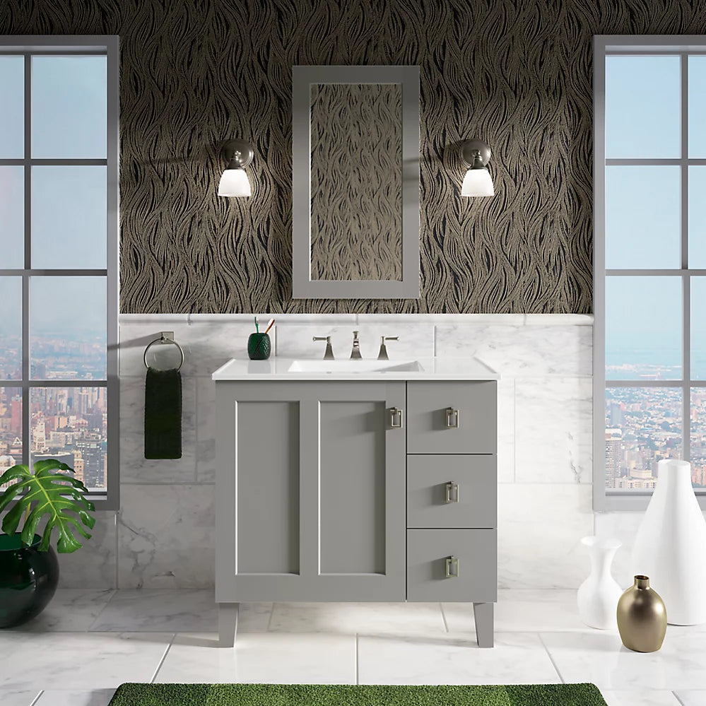 Kohler Poplin 36" bathroom vanity cabinet K-99533-LGR-1WT - Plumbing Market