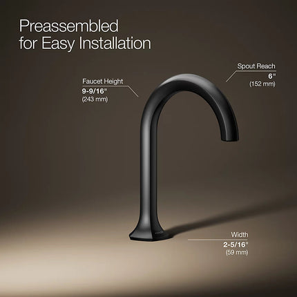 Kohler Occasion Bathroom sink faucet spout with Cane design, 0.5 gpm K-27008-N-BL - Plumbing Market