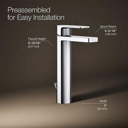 Kohler Parallel Tall single-handle bathroom sink faucet, 0.5 gpm K-23475-4N-CP - Plumbing Market