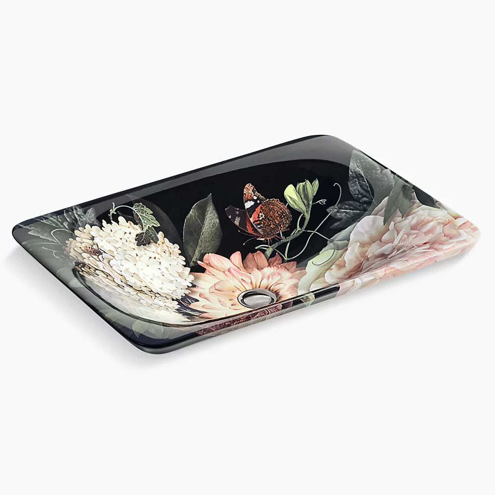 Kohler Dutchmaster Blush Floral Rectangle Lav 30334-DM1-0 - Plumbing Market