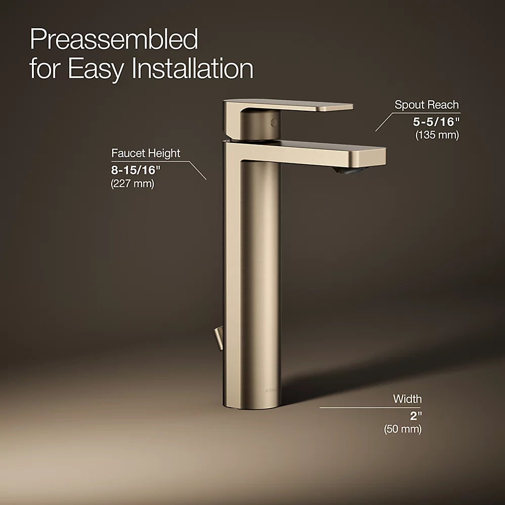 Kohler Parallel Tall single-handle bathroom sink faucet, 0.5 gpm K-23475-4N-BV - Plumbing Market