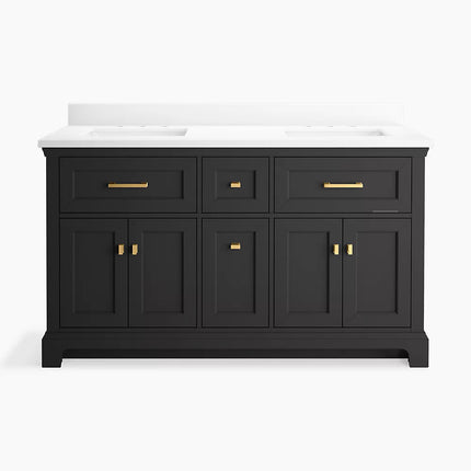 Kohler Charlemont 60" bathroom vanity cabinet with sinks and quartz top K-29263-BD1-DWG - Plumbing Market
