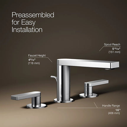 Kohler Composed Widespread bathroom sink faucet with Lever handles, 1.2 gpm K-73060-4-CP - Plumbing Market