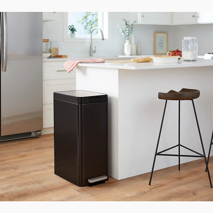 Kohler 13-gallon stainless steel slim step trash can with bifold lid K-23826-ST - Plumbing Market