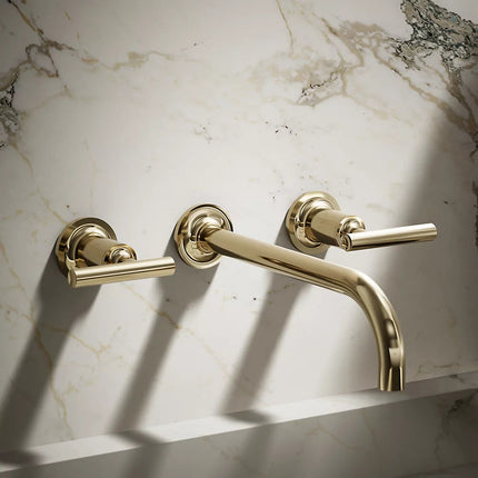 Kohler Purist Wall-mount bathroom sink faucet trim with Lever handles, 1.2 gpm K-T14414-4-AF - Plumbing Market