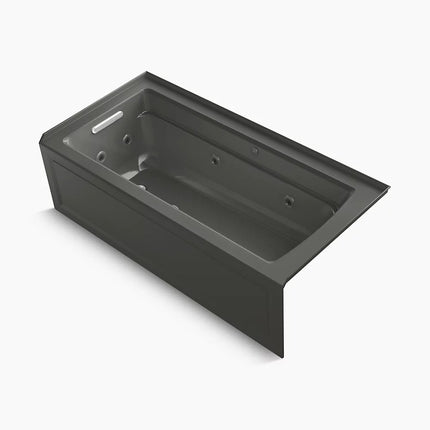 Kohler Archer 66" x 32" alcove Heated BubbleMassage air bath and whirlpool, left drain K-1949-XGHLA-58 - Plumbing Market