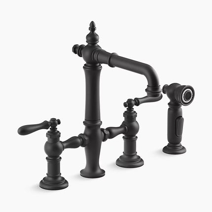 Kohler Artifacts Two-hole bridge bar sink faucet with side sprayer K-76520-4-BL - Plumbing Market