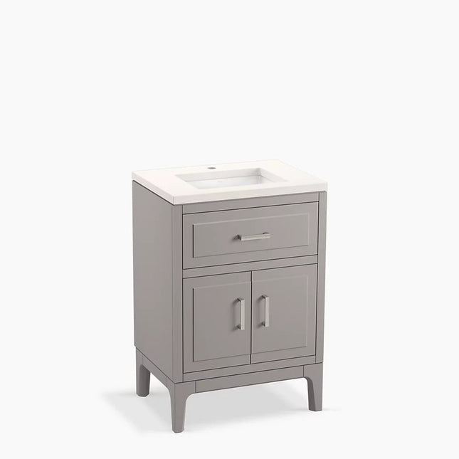 Kohler Seer 24" bathroom vanity cabinet with sink and quartz top K-33551-ASB-1WT - Plumbing Market