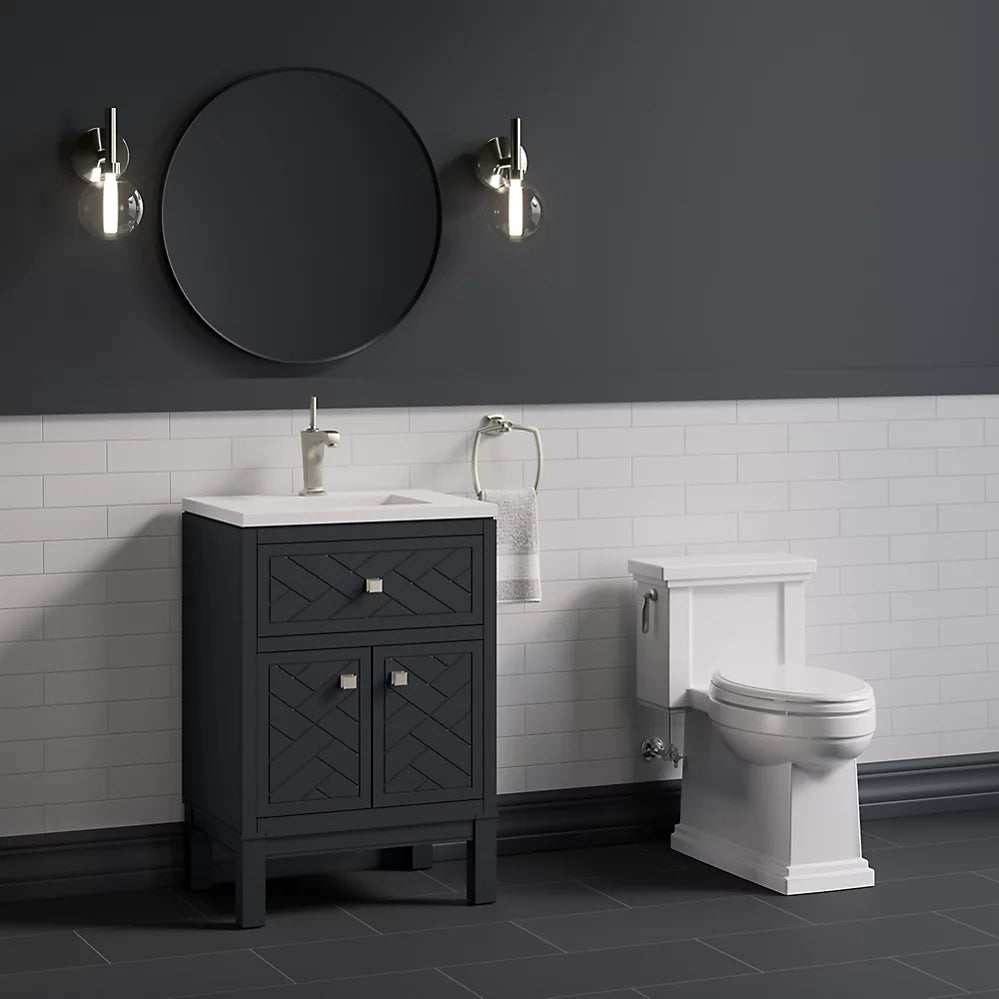 Kohler Beauxline 24" bathroom vanity cabinet with sink and quartz top K-33530-ASB-1WX - Plumbing Market