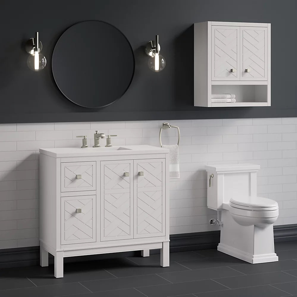 Kohler Beauxline 36" bathroom vanity cabinet with sink and quartz top K-33531-ASB-0 - Plumbing Market