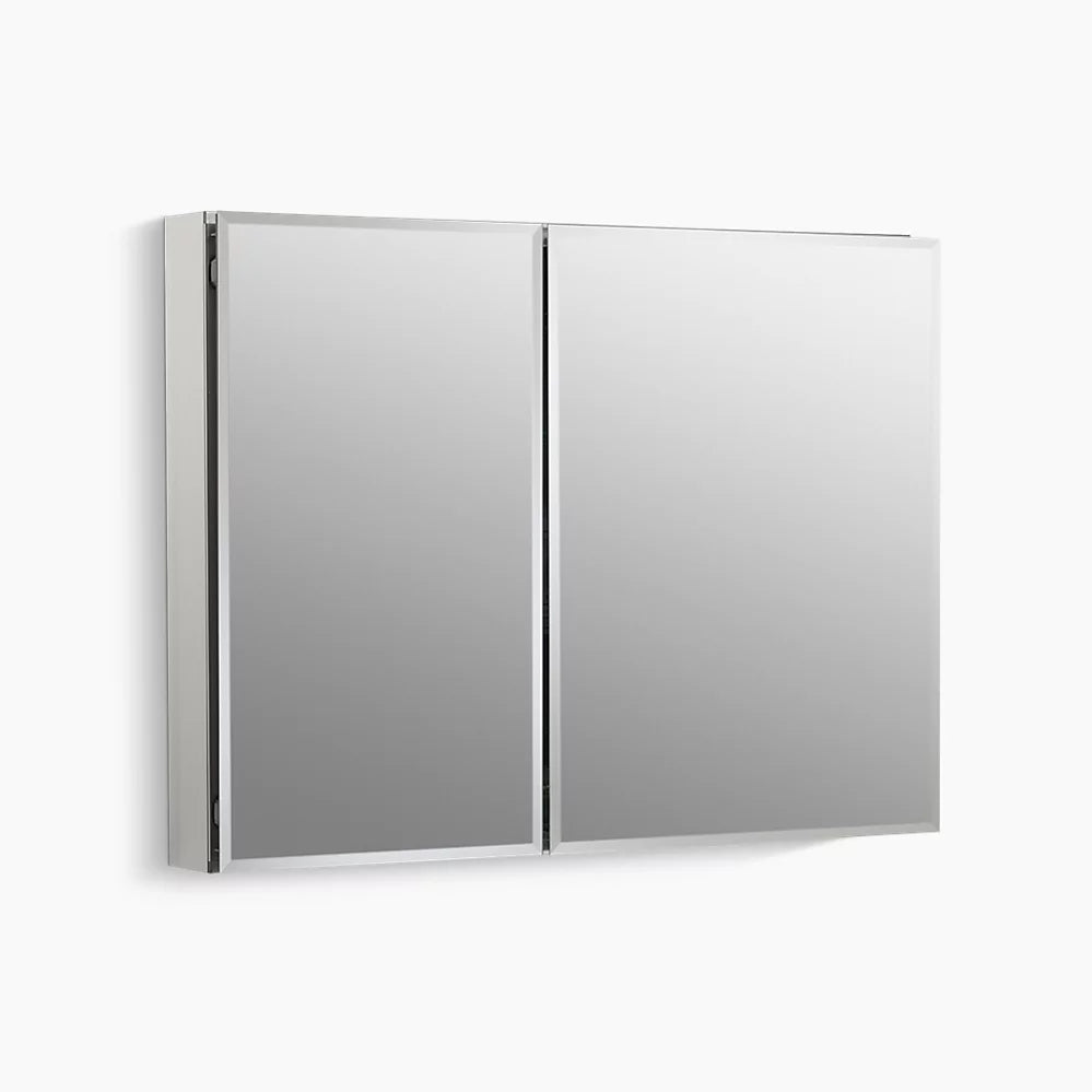 Kohler 35" W x 26" H aluminum two-door medicine cabinet with mirrored doors, beveled edges K-CB-CLC3526FS - Plumbing Market