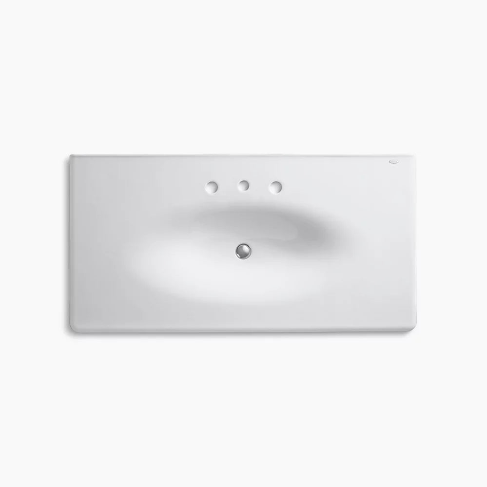 Kohler Iron/Impressions 43" Enameled cast iron vanity top with integrated oval sink K-3052-8-NY - Plumbing Market