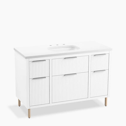 Kohler Spacity 48" wall-hung bathroom vanity cabinet with sink and quartz top K-32172-ASB-0 - Plumbing Market