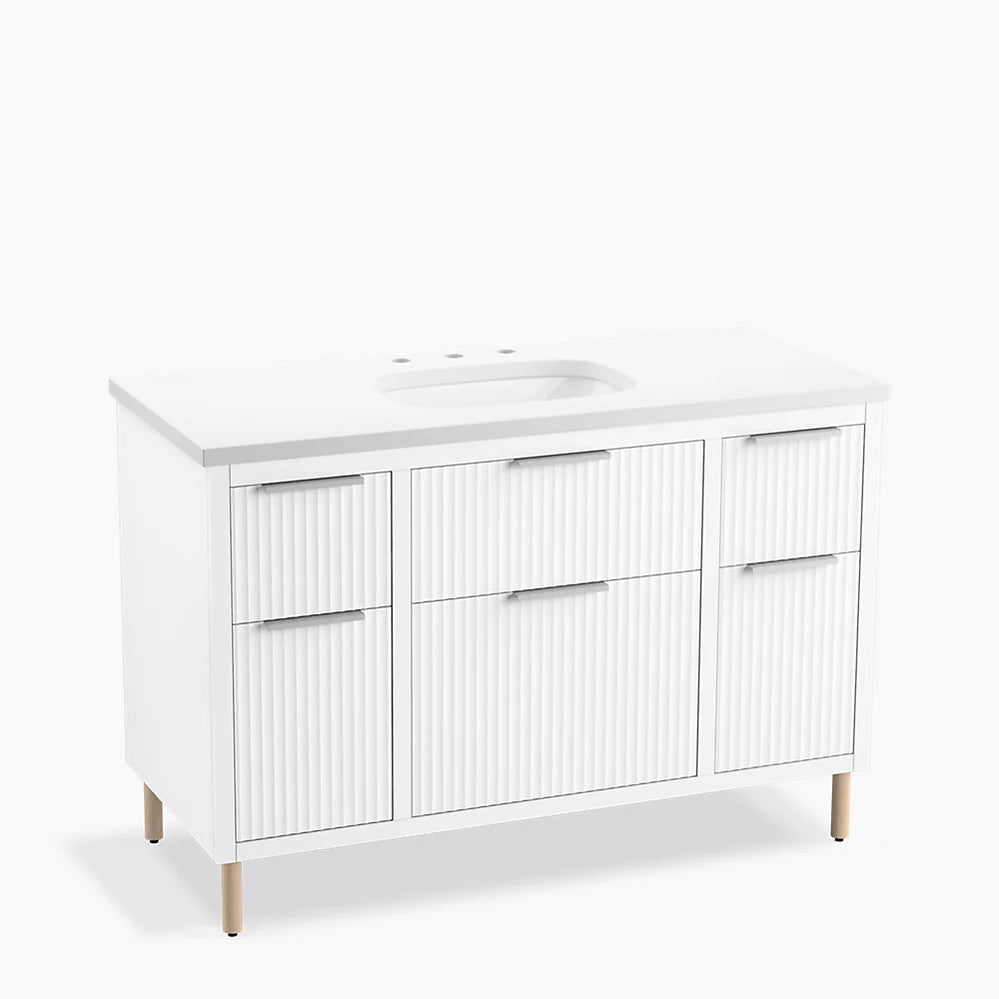 Kohler Spacity 48" wall-hung bathroom vanity cabinet with sink and quartz top K-32172-ASB-0 - Plumbing Market