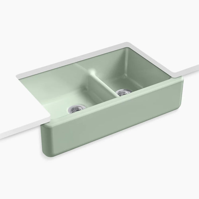 Kohler Whitehaven Smart Divide 35-3/4" undermount double-bowl farmhouse kitchen sink K-6427-42 - Plumbing Market