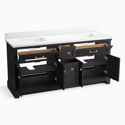 Kohler Charlemont 72" bathroom vanity cabinet with sinks and quartz top K-29264-BD1-DWG - Plumbing Market