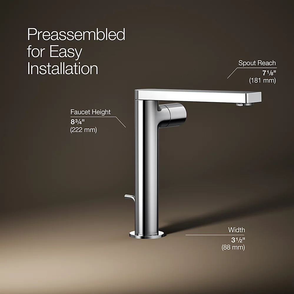 Kohler Composed Tall single-handle bathroom sink faucet with Cylindrical handle, 1.2 gpm K-73159-7-CP - Plumbing Market