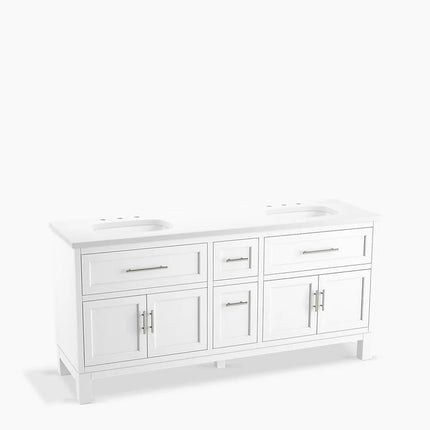 Kohler Quo 72" bathroom vanity cabinet with sinks and quartz top K-31247-ASB-0 - Plumbing Market
