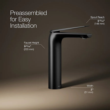 Kohler Avid Tall single-handle bathroom sink faucet, 0.5 gpm K-97347-4N-BL - Plumbing Market