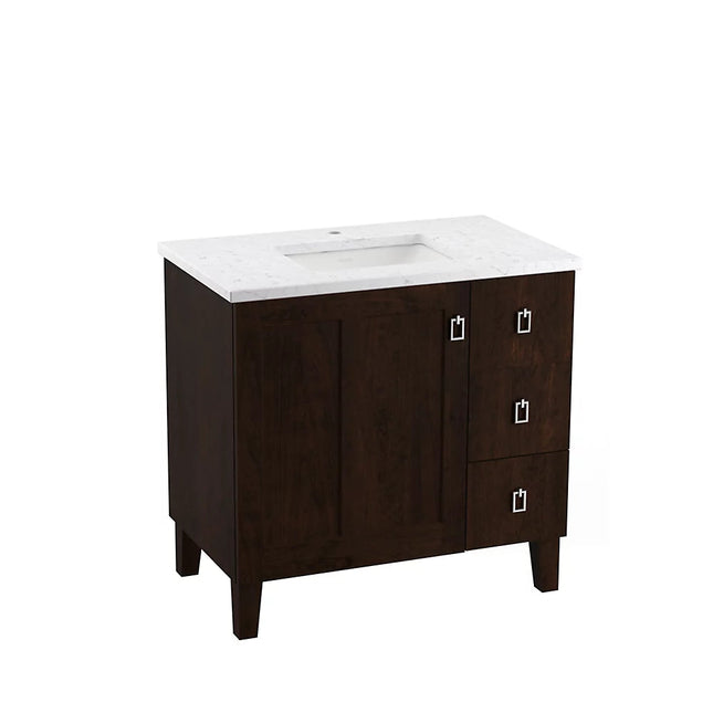 Kohler Poplin 36" bathroom vanity cabinet K-99533-LGR-1WB - Plumbing Market