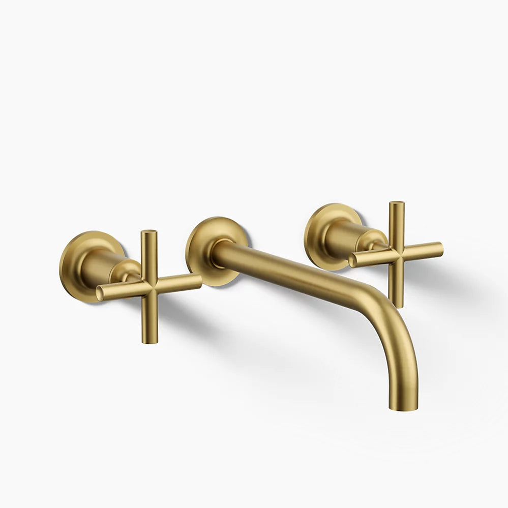 Kohler Purist Wall-mount bathroom sink faucet trim with Cross handles, 1.2 gpm K-T14414-3-2MB - Plumbing Market