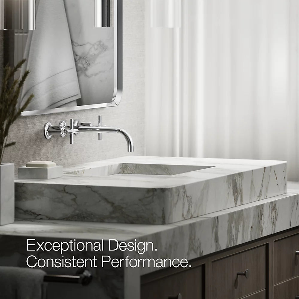 Kohler Purist Wall-mount bathroom sink faucet trim with Cross handles, 1.2 gpm K-T14414-3-CP - Plumbing Market