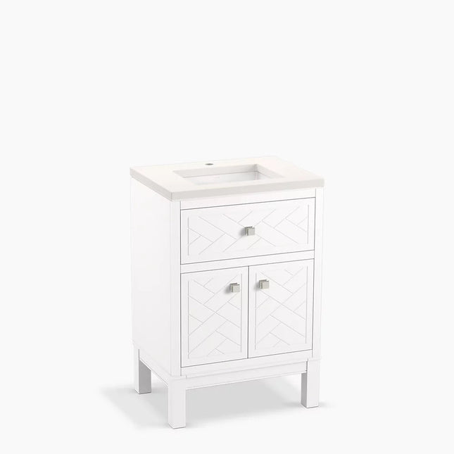 Kohler Beauxline 24" bathroom vanity cabinet with sink and quartz top K-33530-ASB-0 - Plumbing Market
