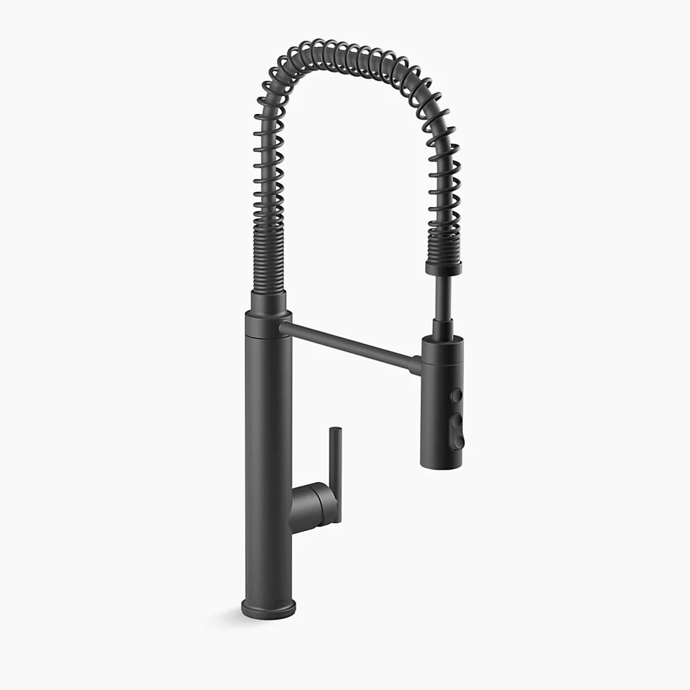 Kohler Purist Semi-professional kitchen sink faucet with three-function sprayhead K-24982-BL - Plumbing Market