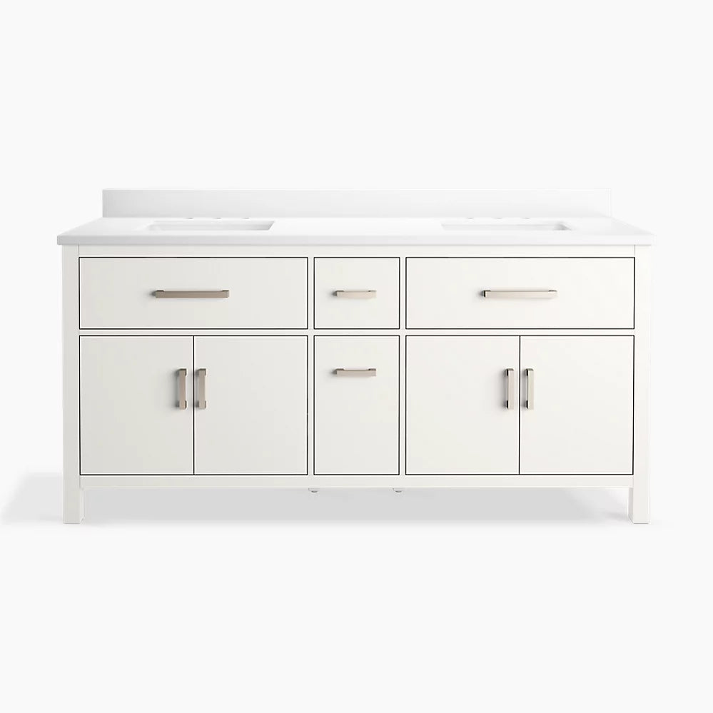 Kohler Kresla 72" bathroom vanity cabinet with sinks and quartz top K-40642-BD1-0 - Plumbing Market