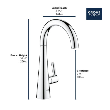 GROHE Zedra Single-Handle Beverage Faucet (Cold Water Only)  6.6 L/min (1.75 gpm) - Plumbing Market