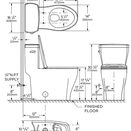 Gerber Lemora 1.28gpf 12" Rough-In One-Piece Elongated ErgoHeight Toilet - Plumbing Market