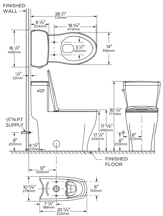 Gerber Lemora 1.28gpf 12" Rough-In One-Piece Elongated ErgoHeight Toilet - Plumbing Market