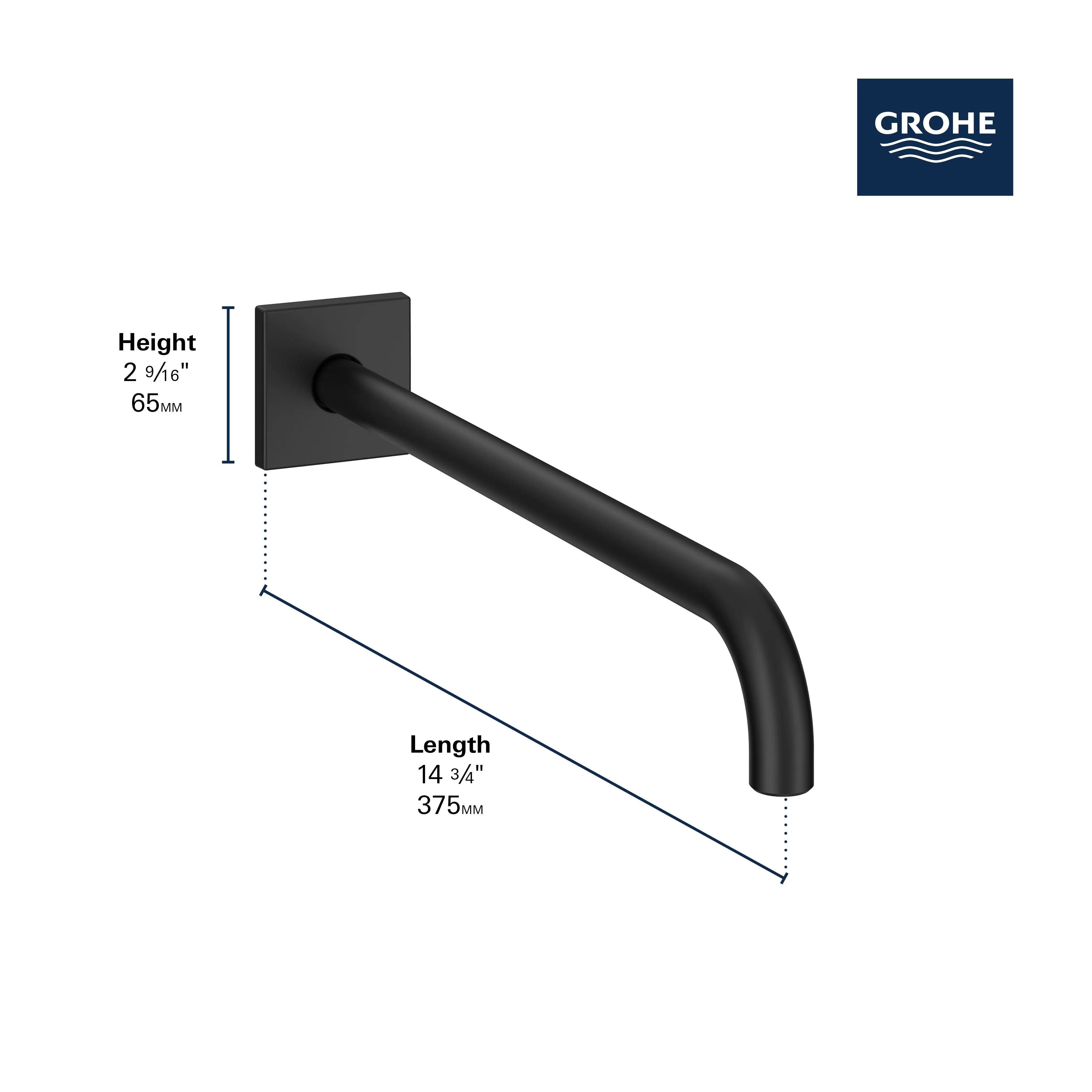 Grohe 15IN RAINSHOWER ARM/ SQUARE  Chrome 26632000 - Plumbing Market