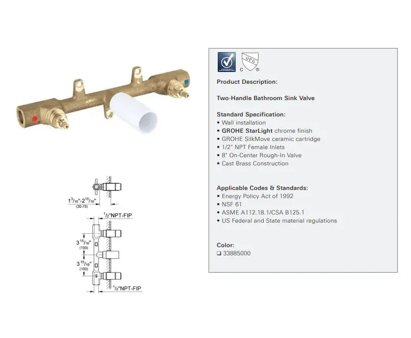 Grohe 3-Hole Wall Mount Faucet Rough-In Valve - Plumbing Market