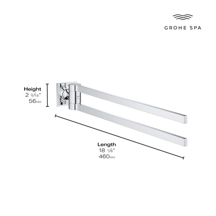 Grohe ALLURE DOUBLE TOWEL BAR  Chrome 40342001 - Plumbing Market