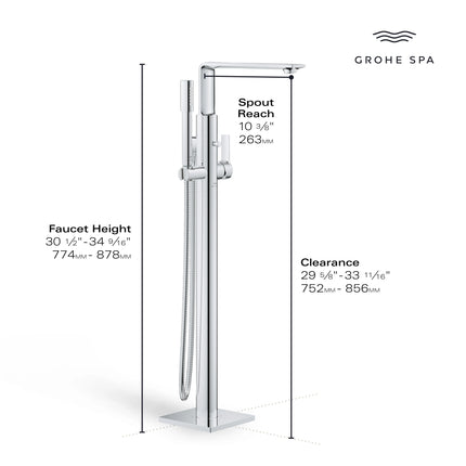 Grohe ALLURE FREESTANDING TUB FILLER WITH HS  Brushed Nickel 25222EN1 - Plumbing Market