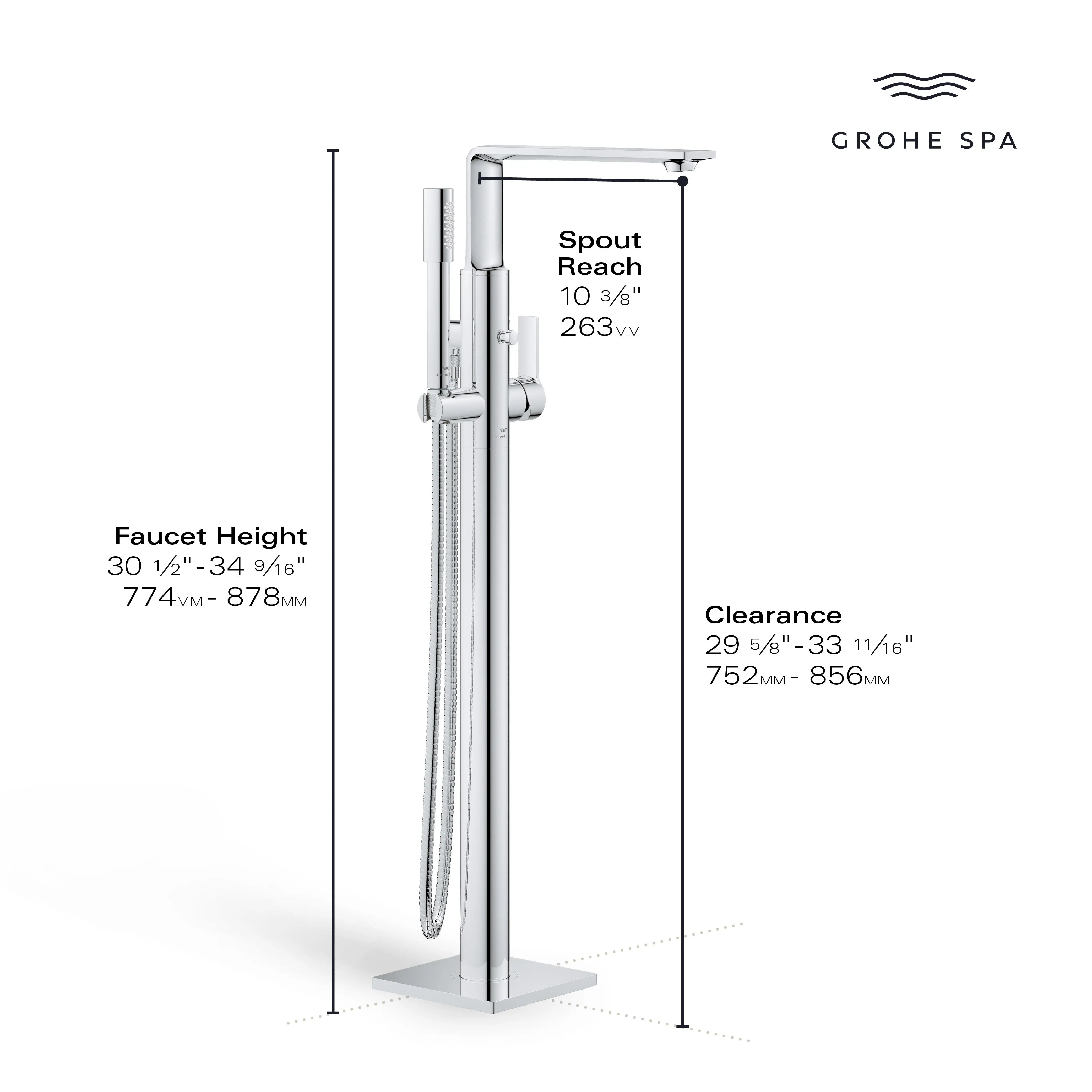 Grohe ALLURE FREESTANDING TUB FILLER WITH HS  Brushed Nickel 25222EN1 - Plumbing Market