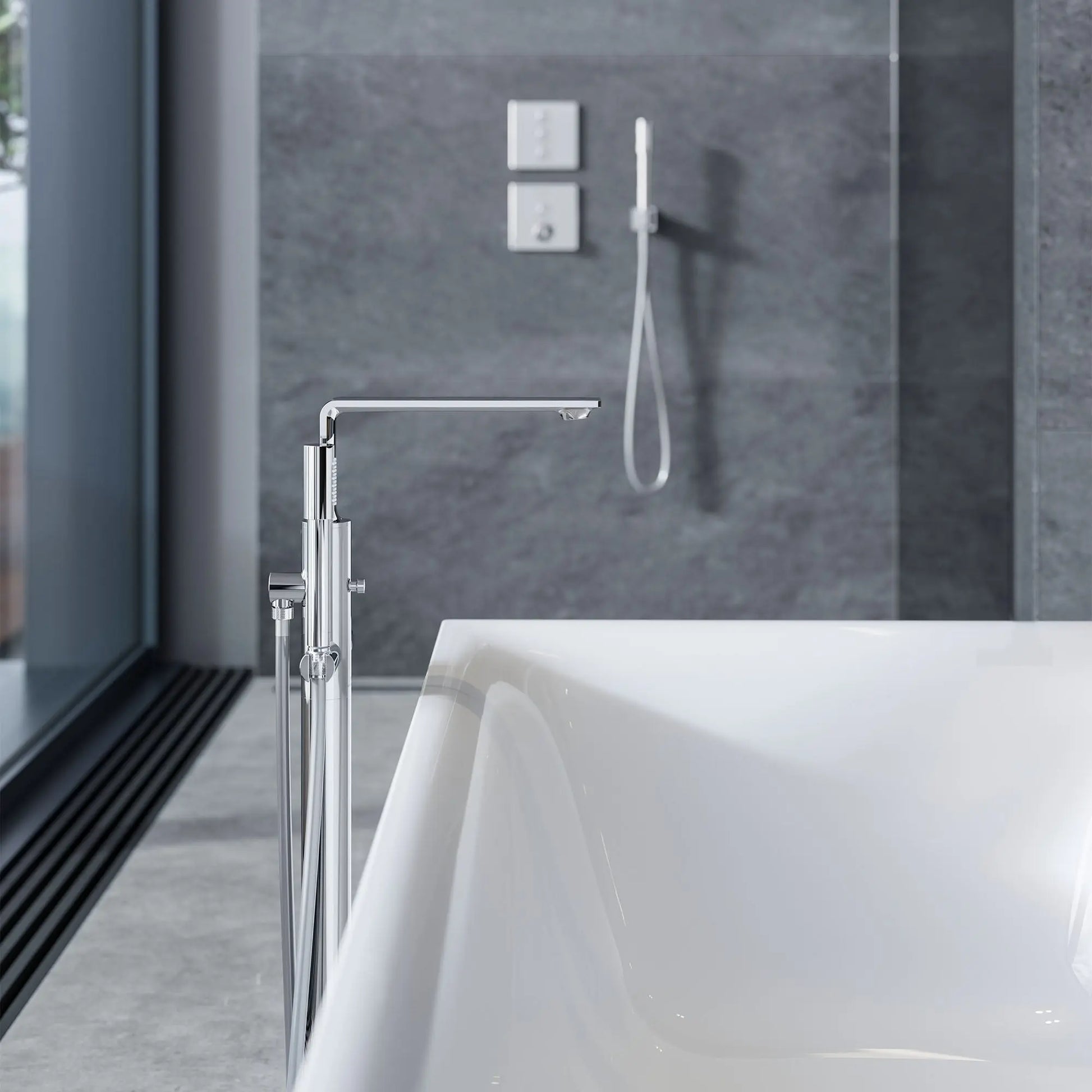 Grohe ALLURE FREESTANDING TUB FILLER WITH HS  Chrome 25222001 - Plumbing Market