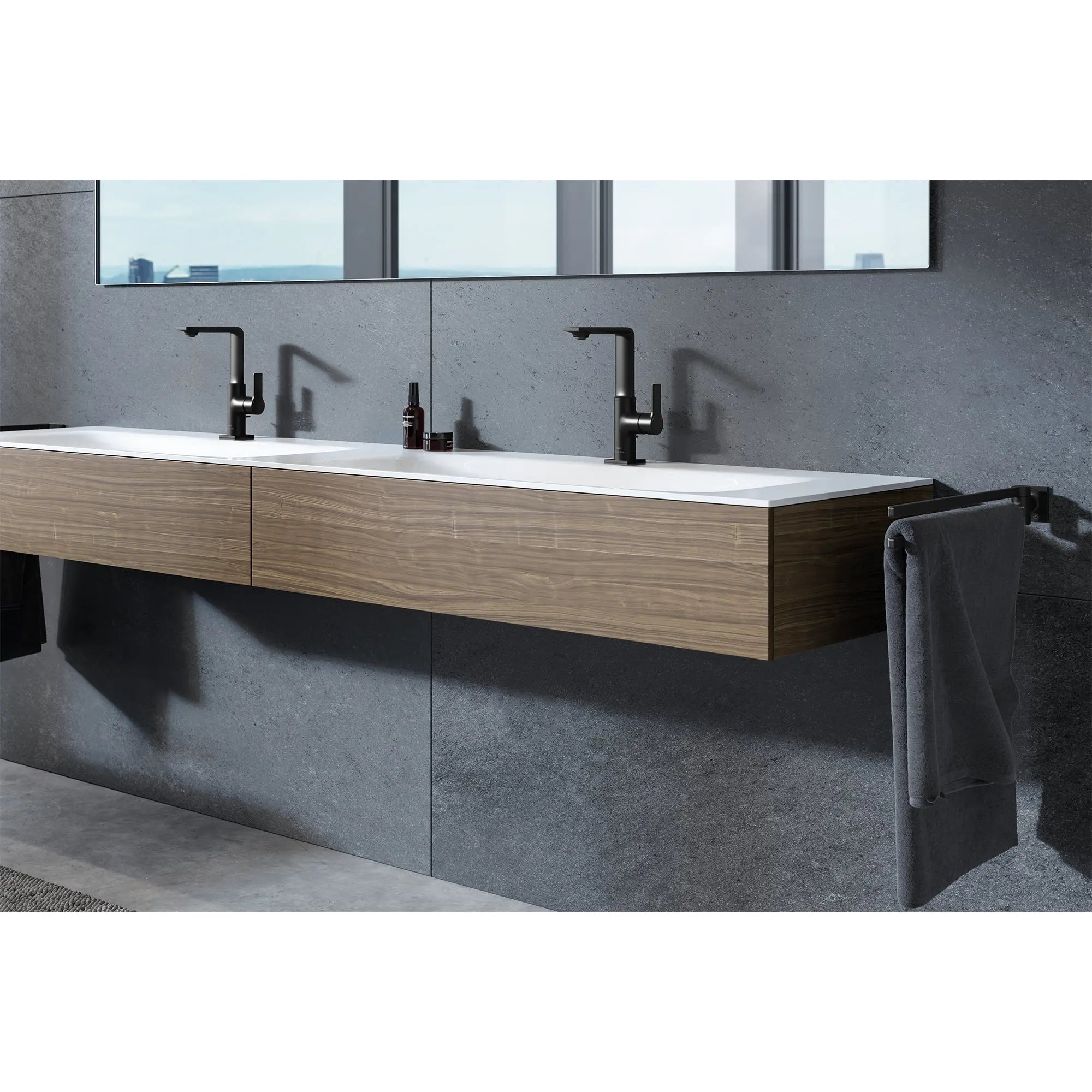 Grohe ALLURE NEW DOUBLE TOWEL BAR Matte Black 403422431 - Plumbing Market