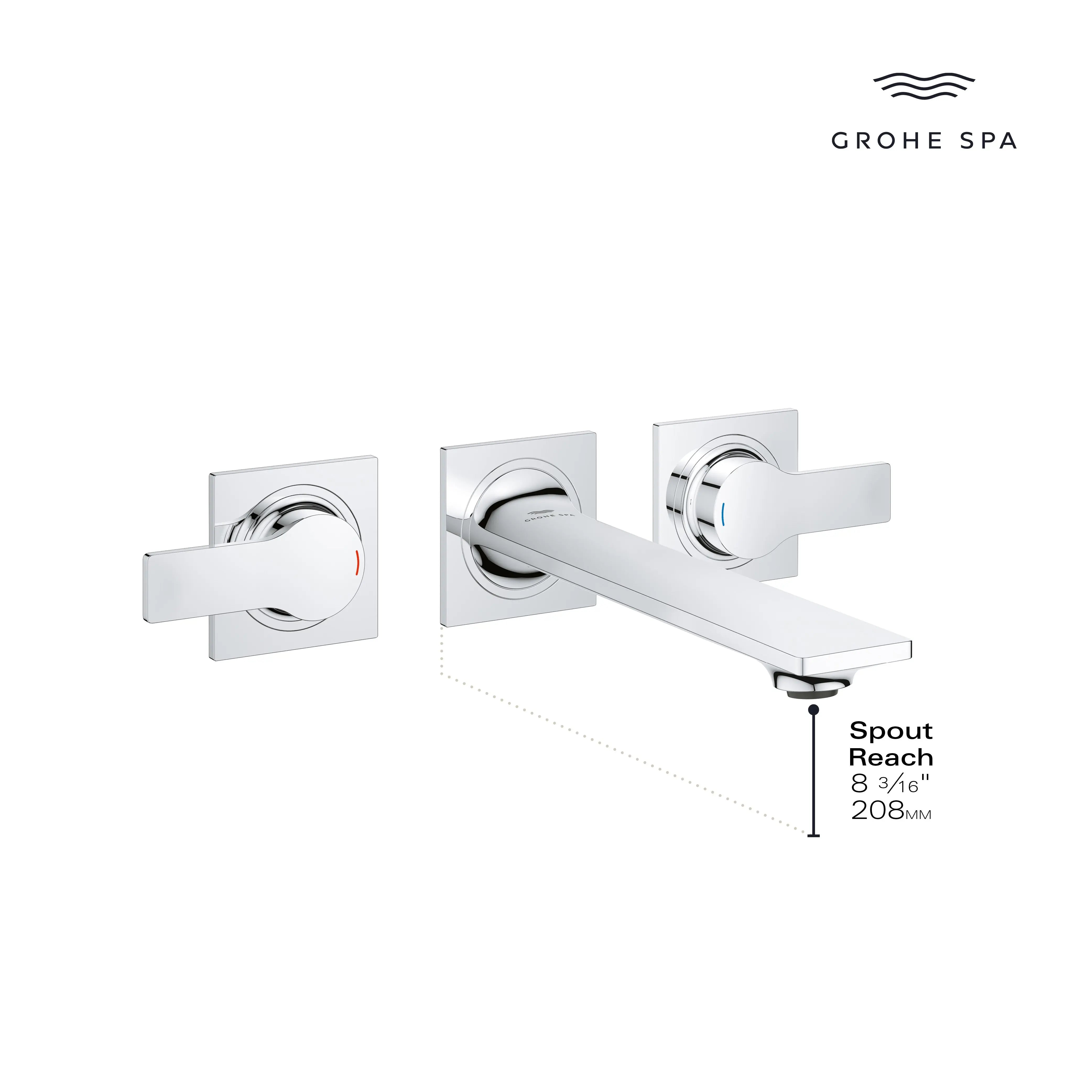 Grohe ALLURE WALL MOUNT VESSEL FAUCET M-SIZE  Chrome 20586001 - Plumbing Market