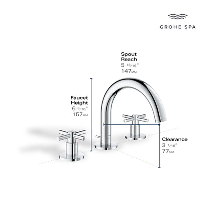 Grohe ATRIO NEW 2HDL BASIN 3-H M  Chrome 20660000 - Plumbing Market