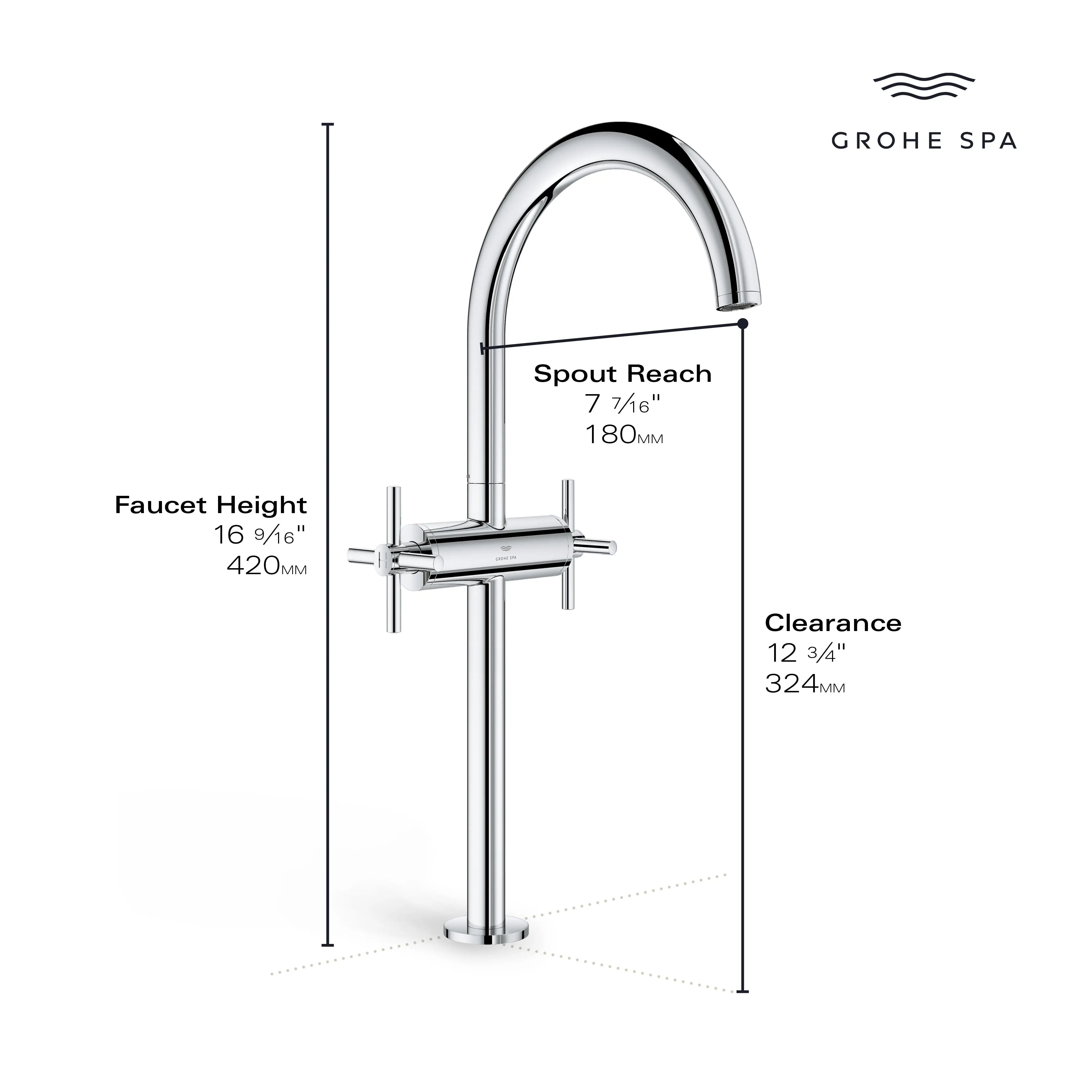 Grohe ATRIO NEW 2HDL VESSEL BASIN SMTH B XL US  Chrome 21161000 - Plumbing Market