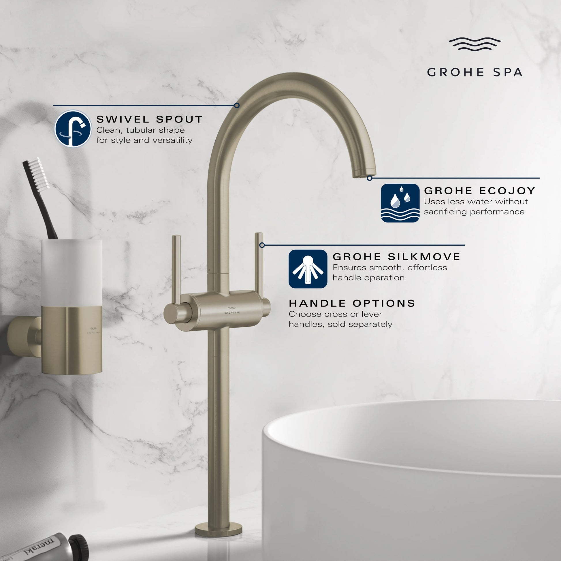 Grohe ATRIO NEW 2HDL VESSEL BASIN SMTH B XL US  Chrome 21161000 - Plumbing Market