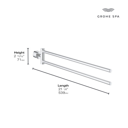 Grohe ATRIO NEW DOUBLE TOWEL BAR  Chrome 40888000 - Plumbing Market